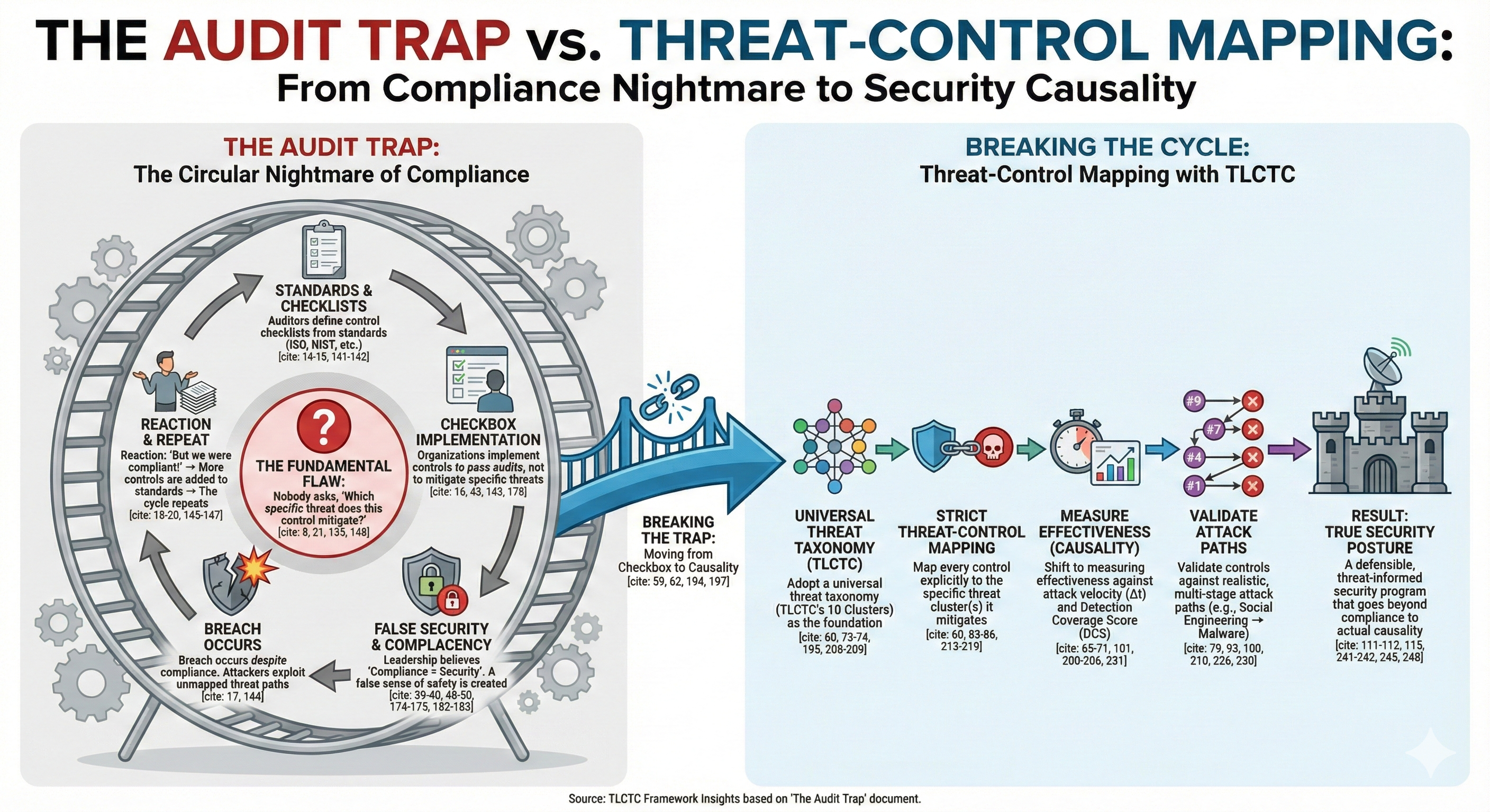 Infographic: The Audit Trap vs. Threat-Control Mapping with TLCTC